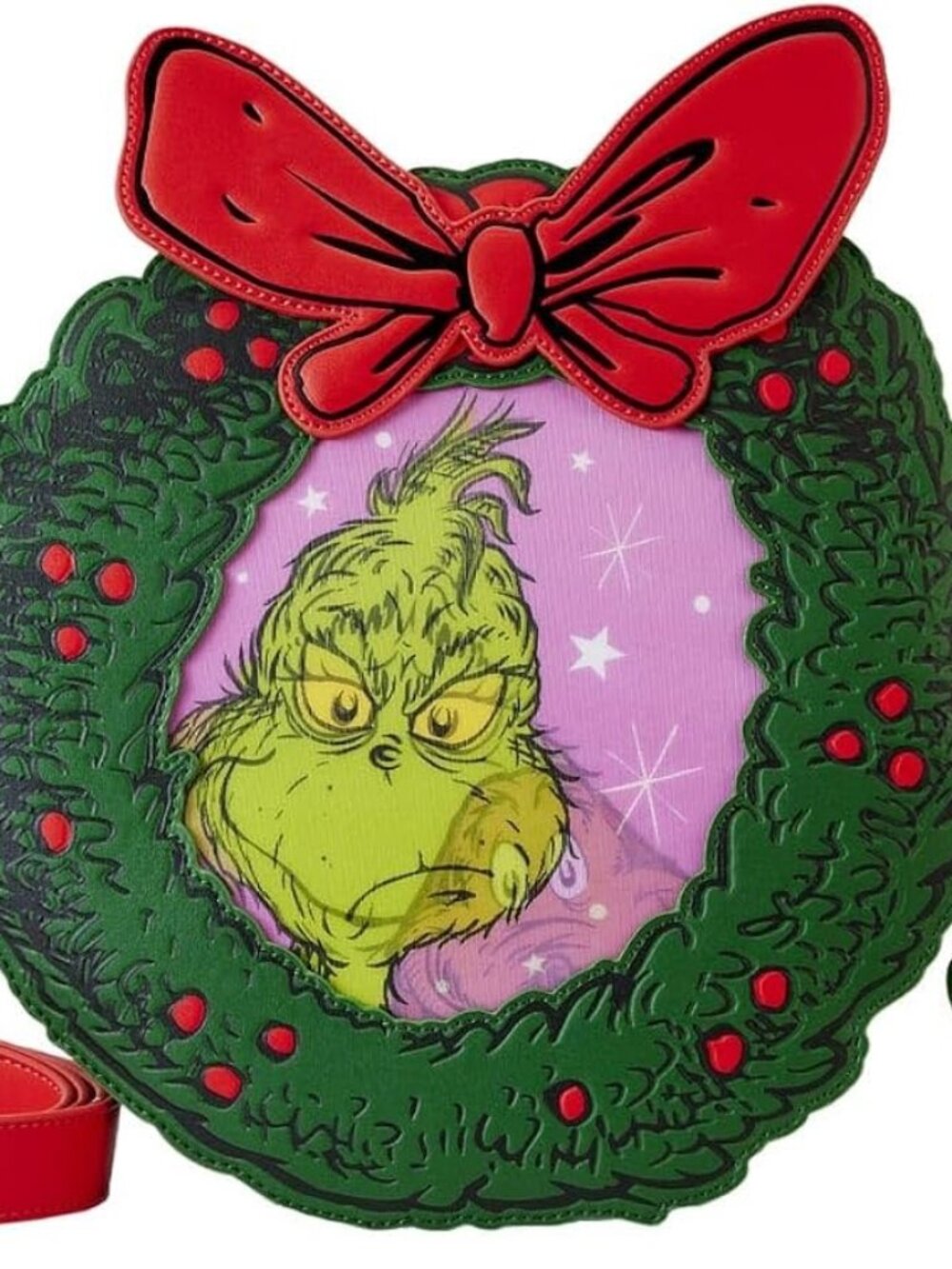 Loungefly Dr. Seuss Grinch Christmas Wreath Crossbody Bag Grinch